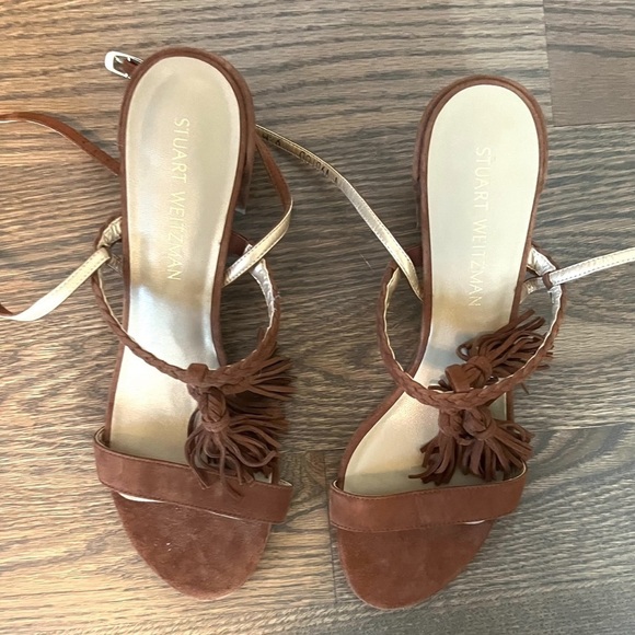 Stuart Weitzman Fringe Heels camel/tan - Picture 1 of 8